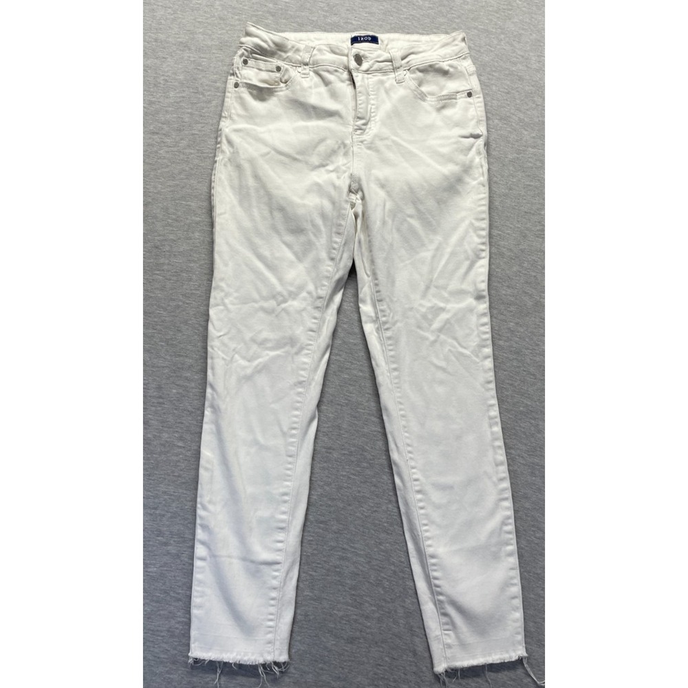 Izod Skinny Jeans Womens 8 White Light Wash Denim Stretch Mid Rise Frayed Hem